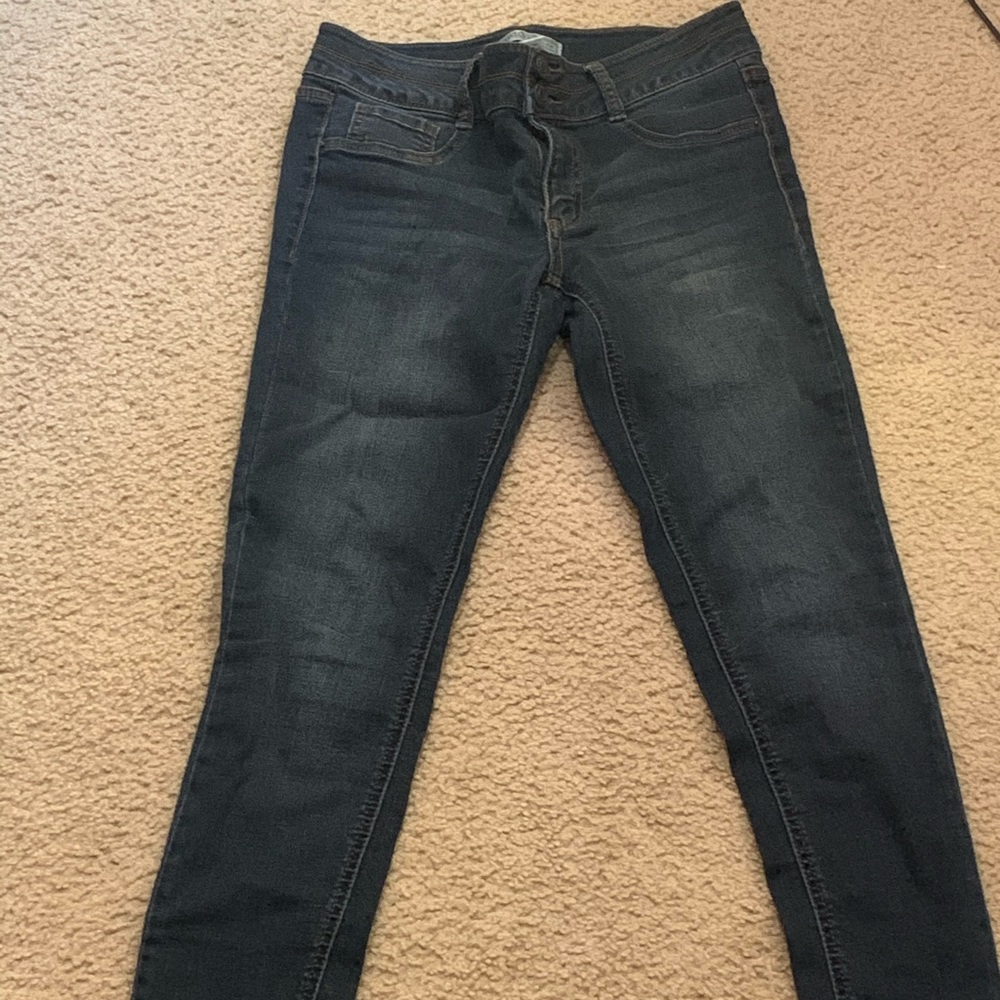 mid-rise dark wash jean leggings